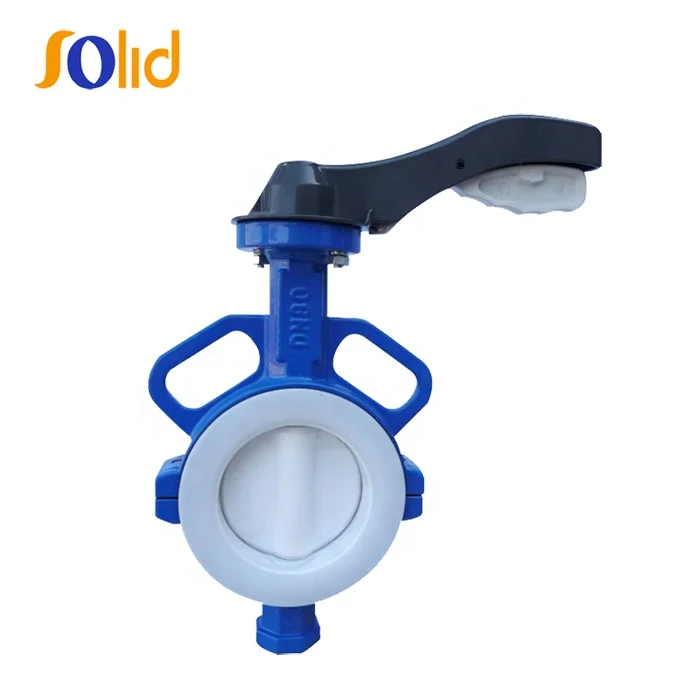 Ductile Iron Body PTFE Lined Disc Wafer Type Butterfly Valve