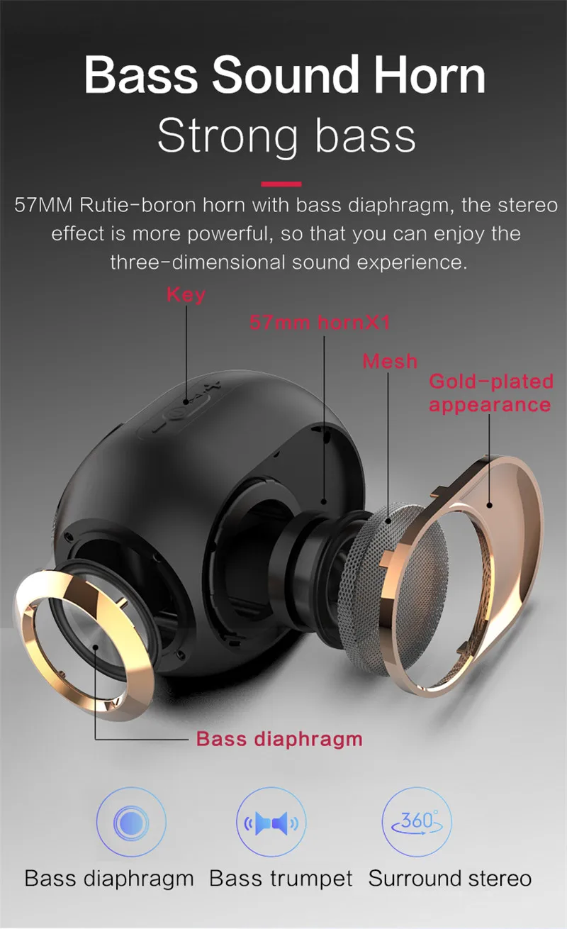 Vibration Speaker Altavoc Portatil Outdoor Support Hands-free Bt Speaker Portable Mini Bass Wireless Speaker - ANKUX.COM