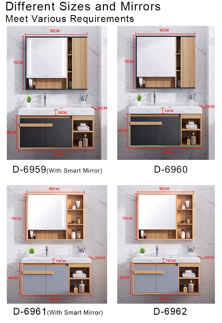 Bathroom Vanity Cabinets with Led Mirror, Modern Wall  Mounted Plywood Cabinet