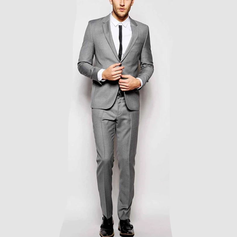 New Style Custom Good Quality Formal Plain Wool/polyester Slim Fit Men