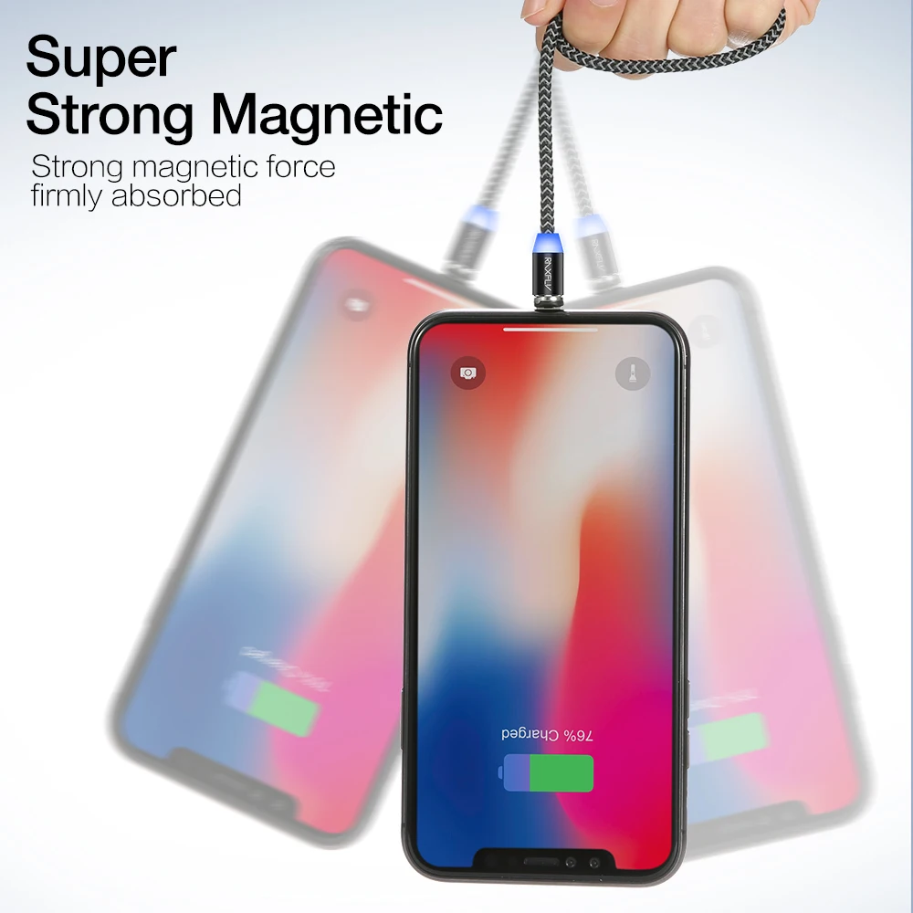 Hot Sale 2020 Latest LED Round Android 1 Meter Magnetic Charging Cable Micro USB Cable - ANKUX.COM