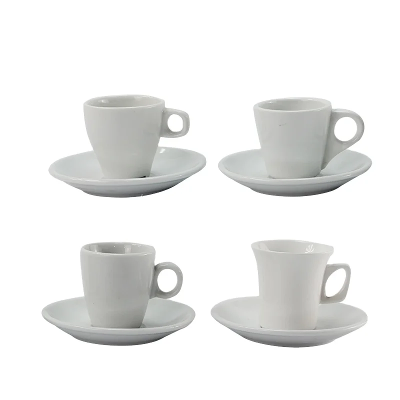 Cafe Espresso Dishwasher Safe Logo Oem White 4oz White Porcelain Ceramic Small Coffee Cup and Saucer Set supplier