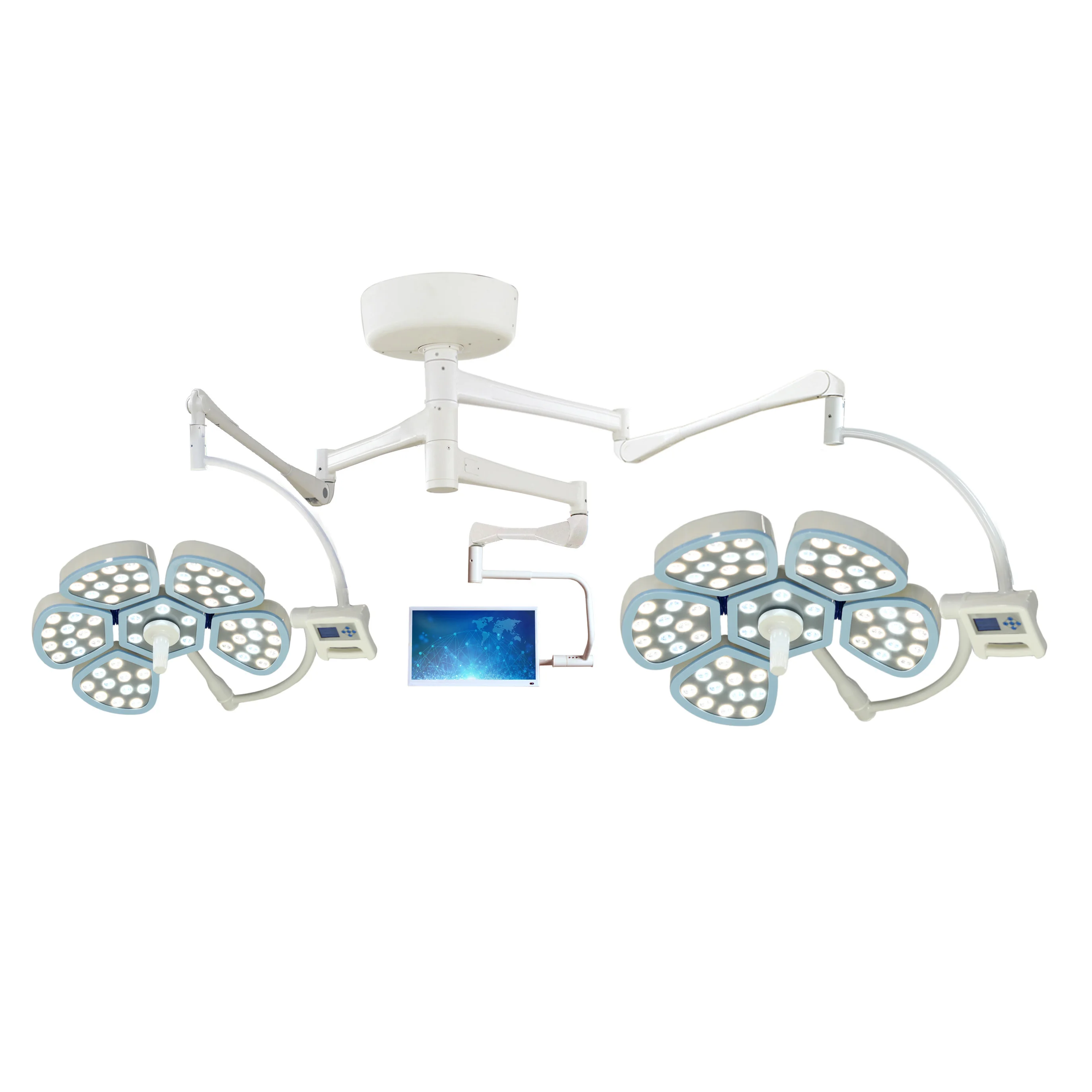 Double head Flower Type Ceiling LED Surgery shadowless operating surgical lamp with camera factory