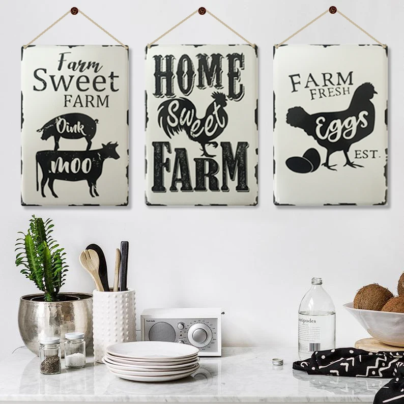 
Bar Metal Plaque Metal Art Poster Vintage Wall Decor Tin Sign 20x30CM Farm House Enamel White Metal Sign 