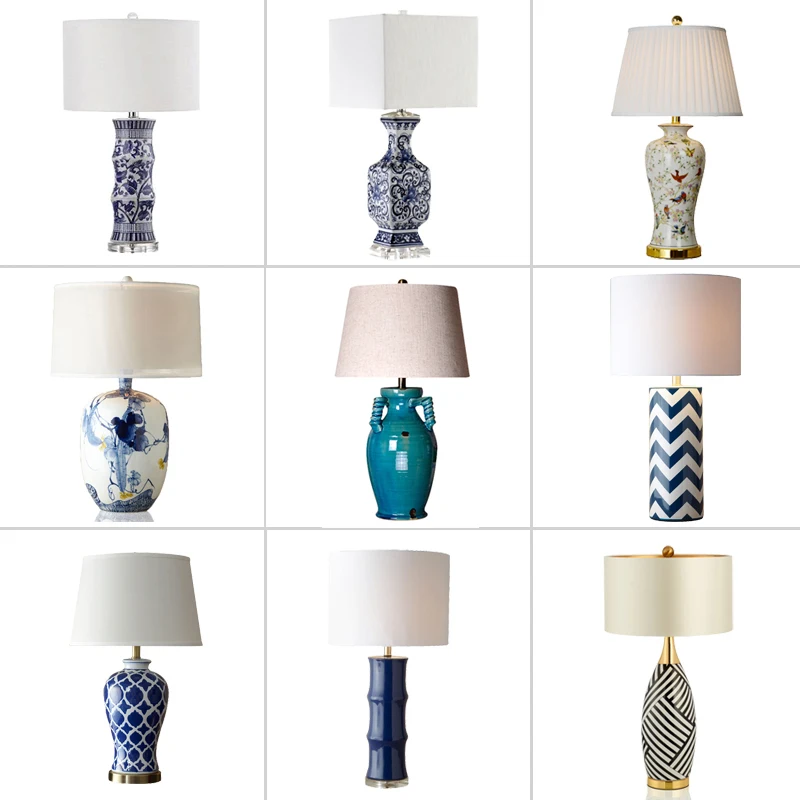 European style colorful handmade ceramic led desk lamps LED table light