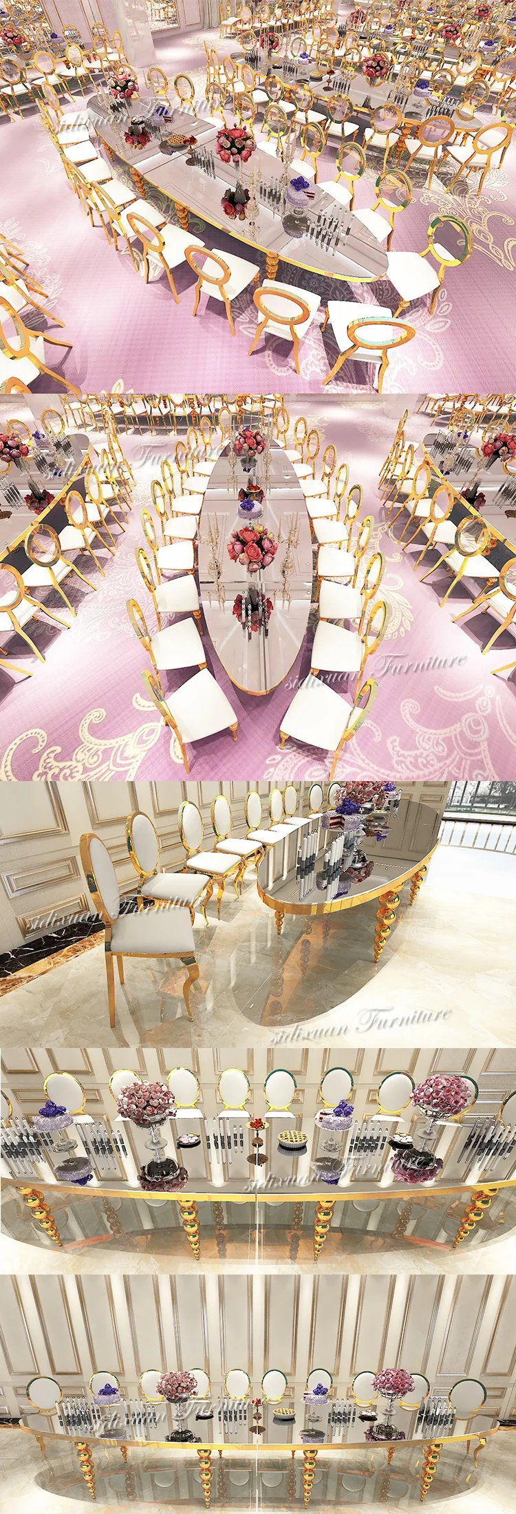 banquet dining table wedding,oval round tables banquet,mirrored glass banquet table wedding