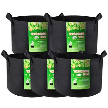 1/3 / 5 / 7 / 10 / 15 / 20 / 25 / 45 / 60 Gallon Felt Fabric Grow Bag ...