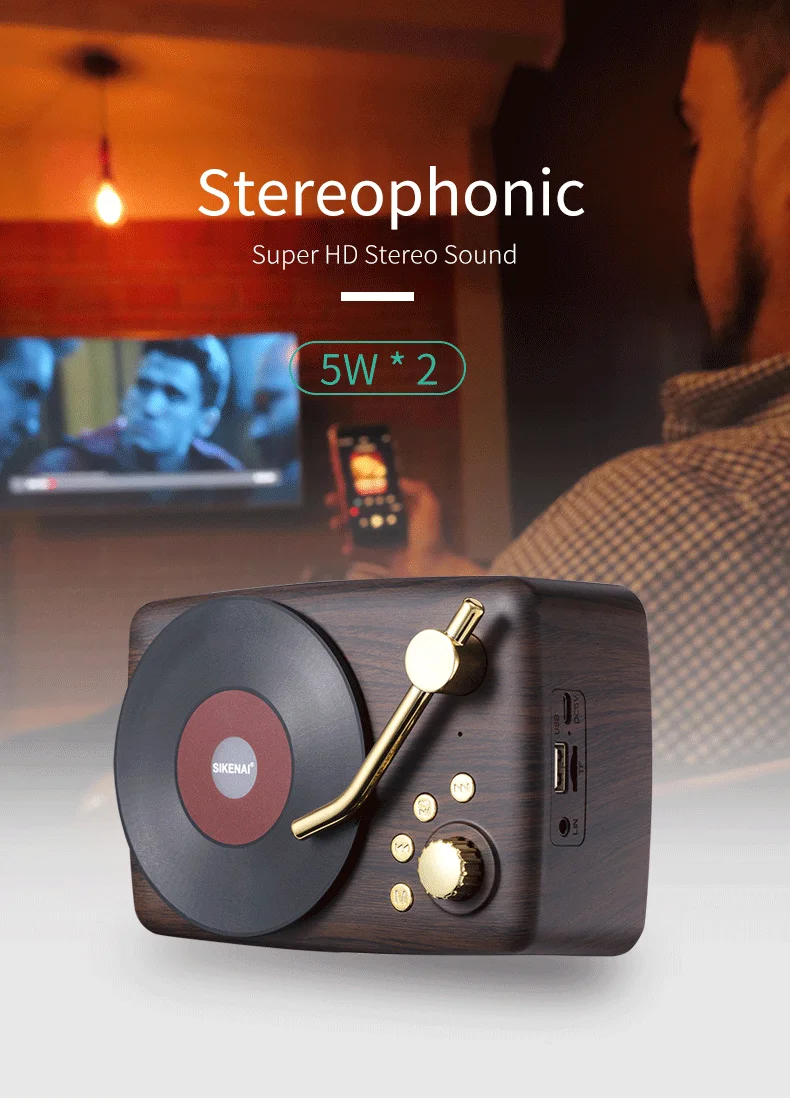 Sikenai CD Retro Bluetooth Speaker Support TF U Disk Aux FM Sound Wireless Bluetooth Speaker Portable - ANKUX.COM