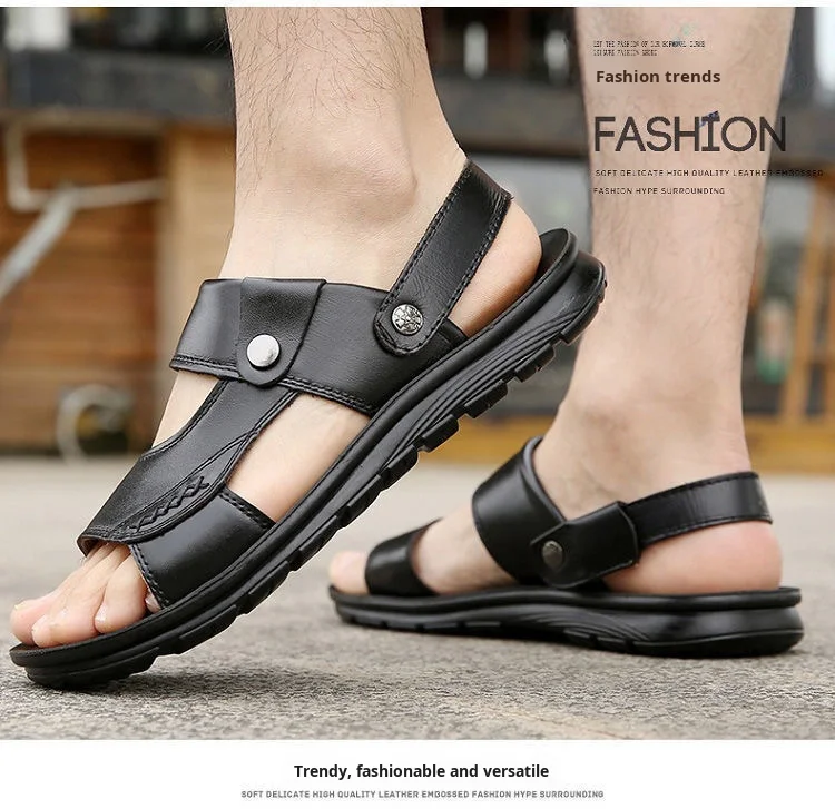 Men's Summer Beach Shoes Outdoor Casual Dual-Purpose Non-Slip Breathable Vietnamese Sandals Soft-Soled Wear-Resistant