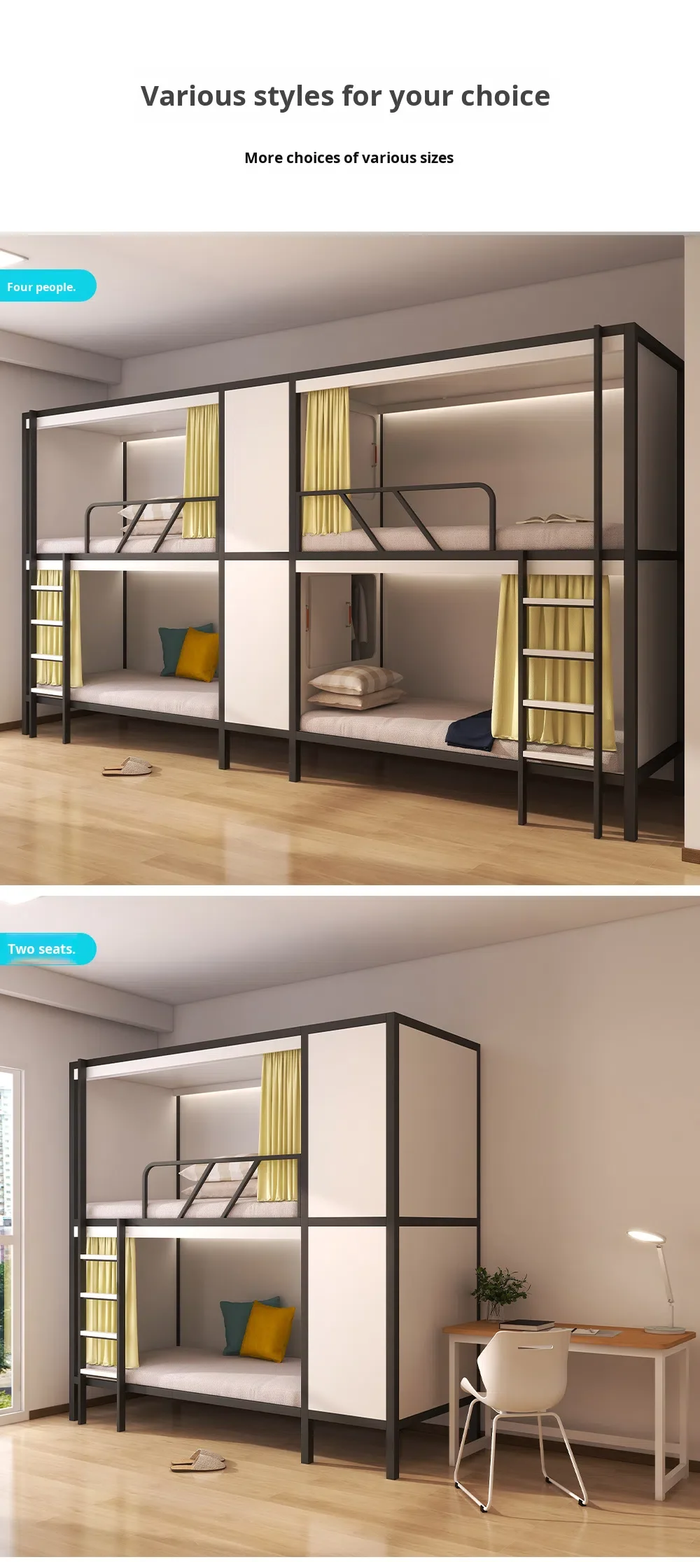 product custom free 3d design service space capsule apartment iron bed dormitory student school double decker bunk bed for adult-11