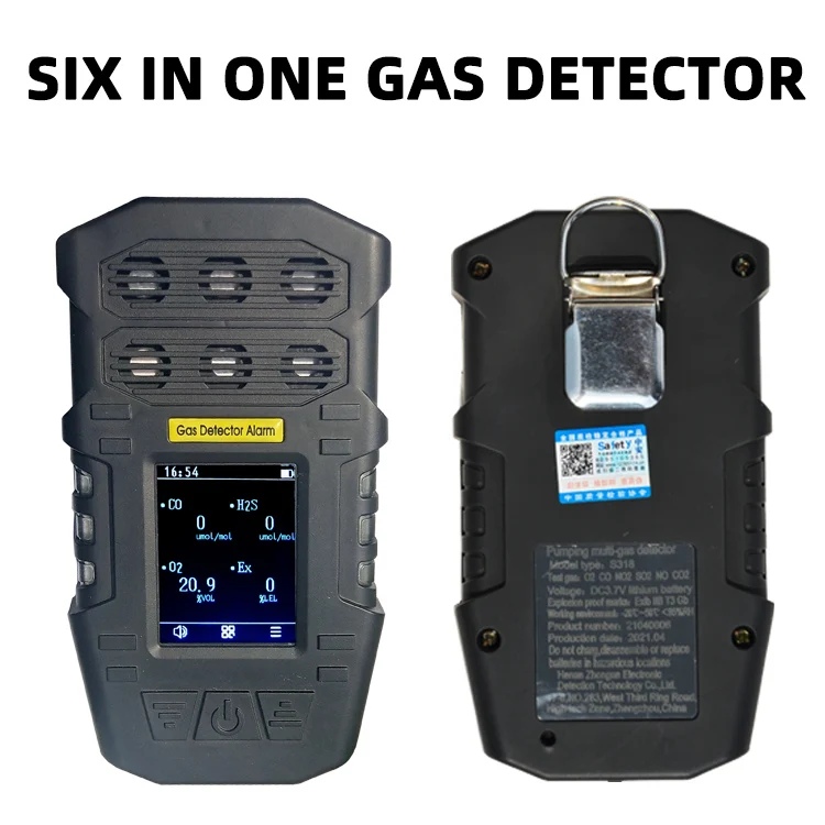 Portable Type 6-in-1 Multi Gas Detector Alarm Natural Diffusion Gas ...