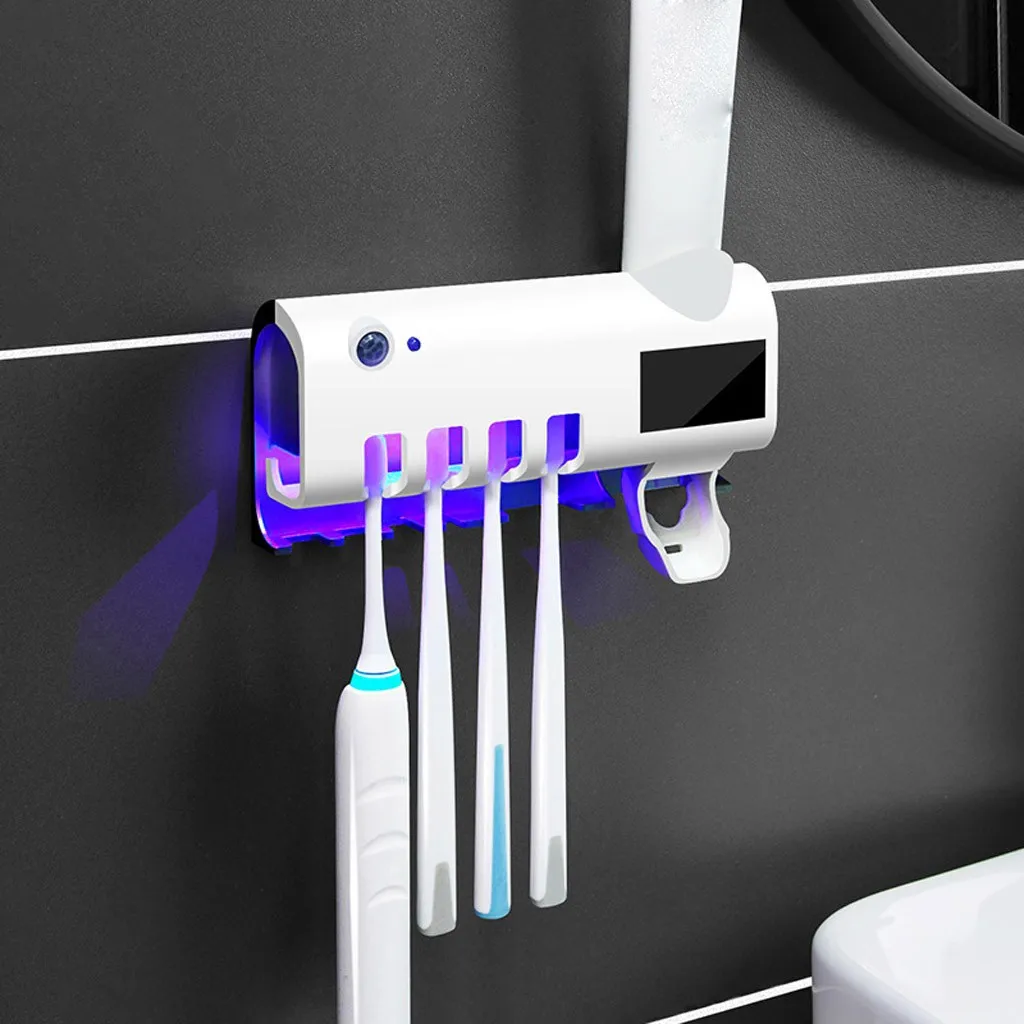 Solar Energy No Need To Charge UV  Toothbrush Holder Toothpaste Dispenser Holder