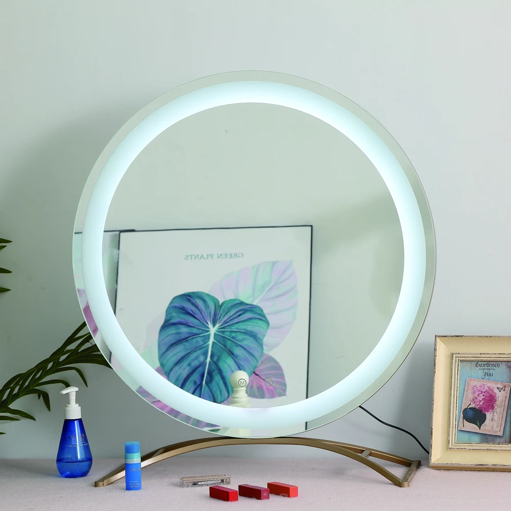 Trend 2021 Metal Frame Round shape  LED strip light Vanity Makeup Mirror Personal Beauty