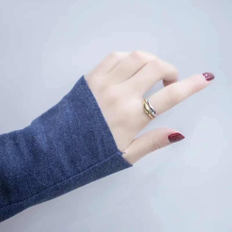 S925 argent vague vent froid d'&eacute;tudiant de combinaison personnalit&eacute; simple l'index unique bague simple bague bague hipster