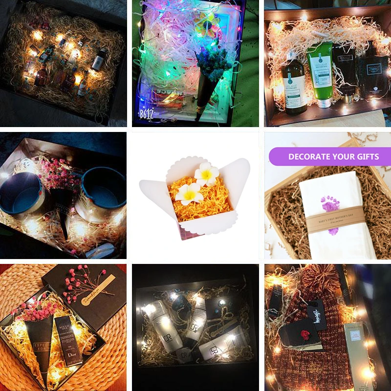 Metallic Gold Crinkle Cut Shredded Paper Packing Box Filler Xmas Diy