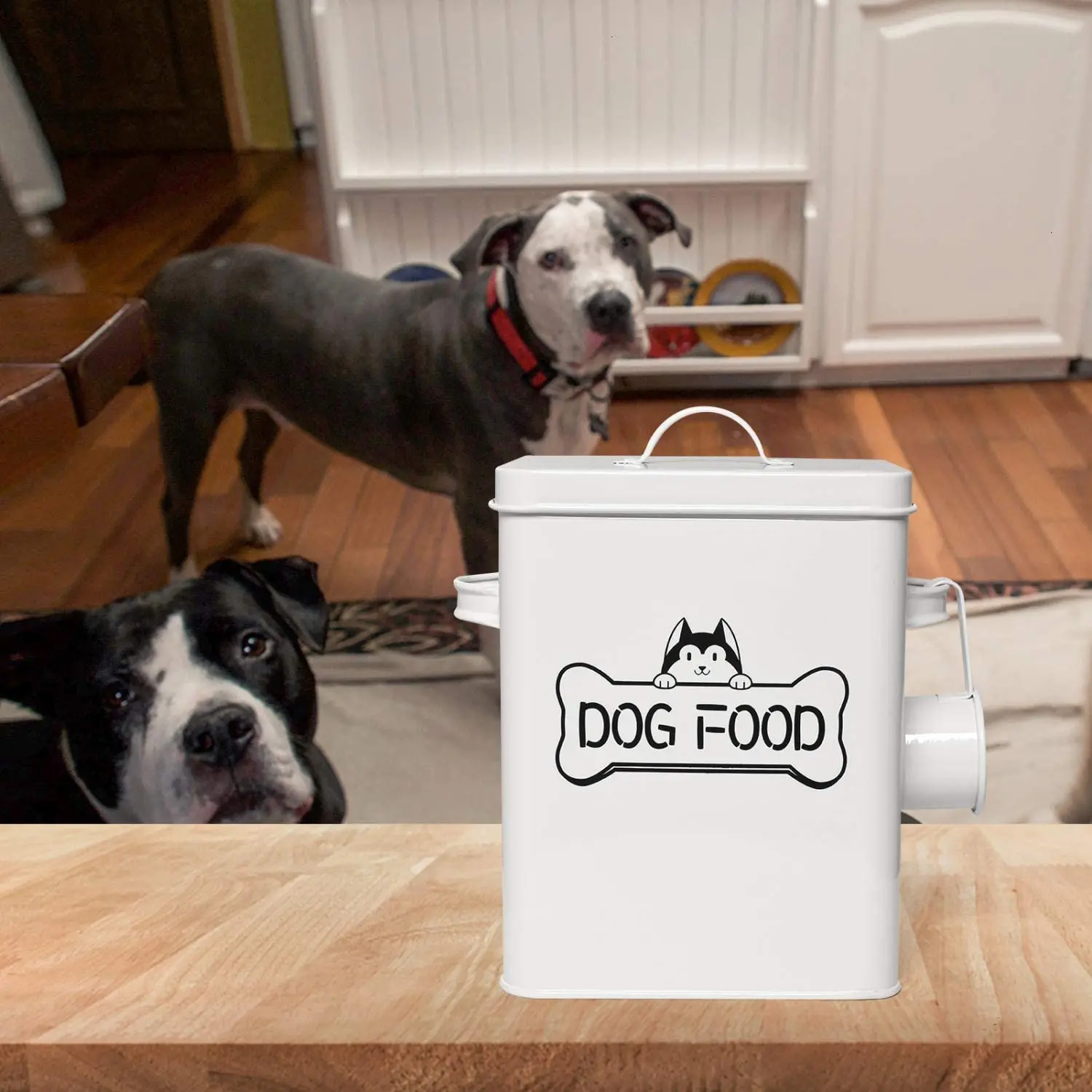 Pet snacks and food storage containers with spoonsfarmhouse dog food