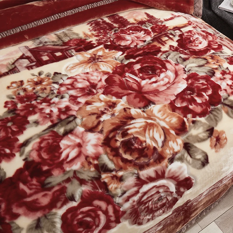 Custom Reversible Korean Style Blanket Mink 2 Ply Rich Printed Flannel Fleece Throw Raschel