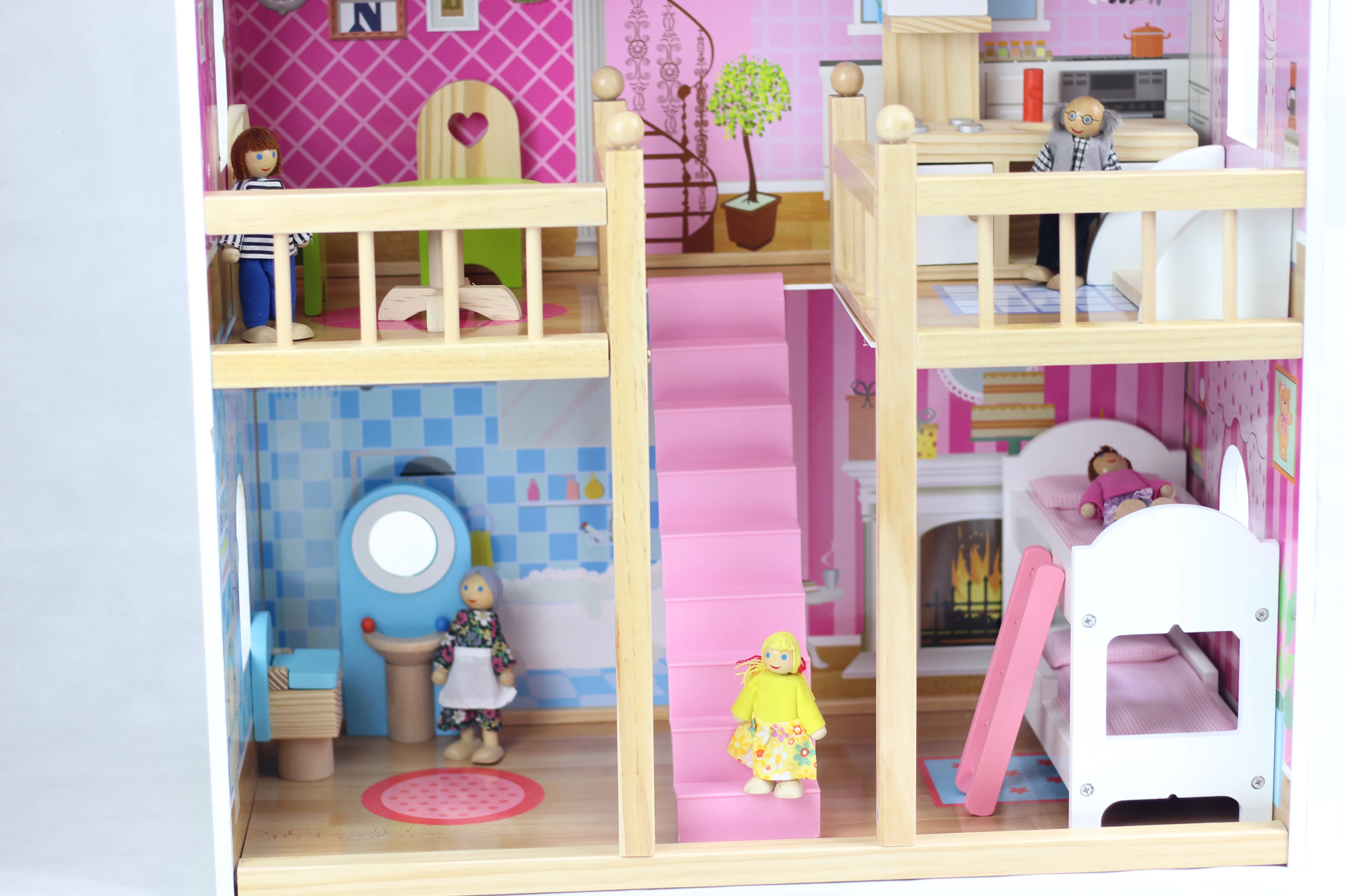 Indoor Children Funny Pretend Furniture Wooden Toy Doll House At12101