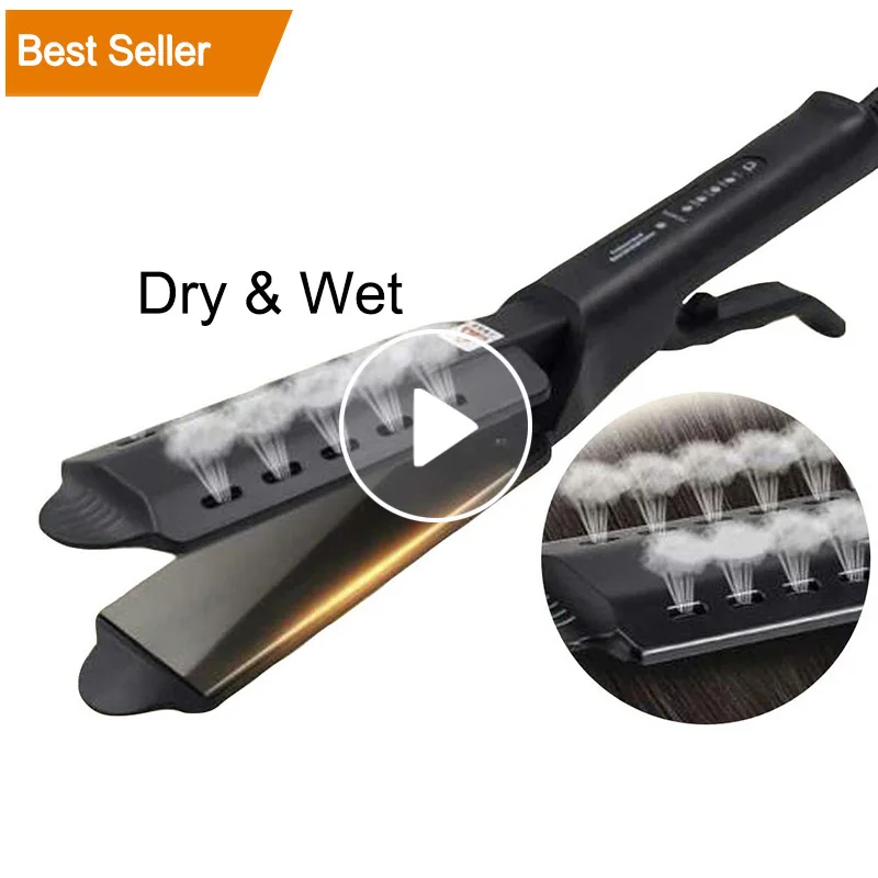 Amazon Professionele Salon Nat Droog Snelle Styler Titanium Keramische Toermalijn Ionische Flat Iron Stoom Stijltang