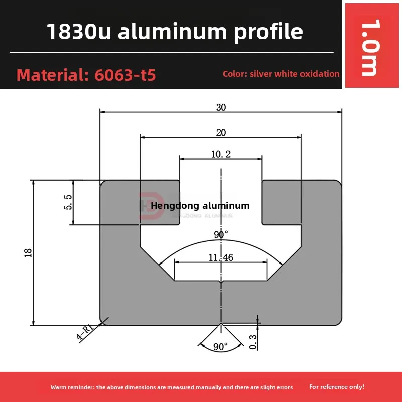 1830U Type Industrial Aluminum Alloy Profile Guide Rail 1830C Manipulator Fixture with Cutting Service for Decorations details
