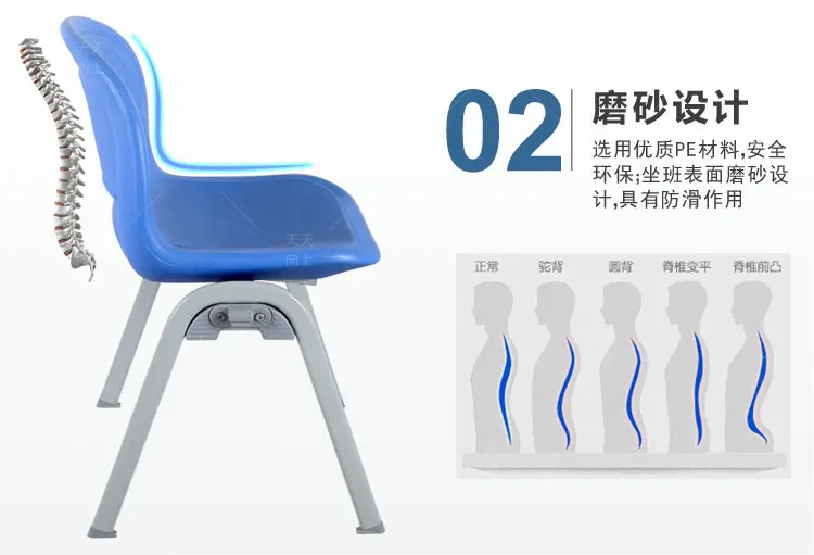 HDPE School Furniture Student Chair Blow Molding Library Tablet And Chair College Chairs with Writing Pad