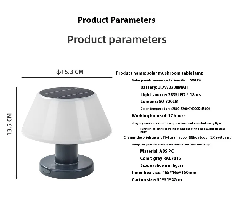 Rechargeable Outdoor Bar Table Lamp with Solar Panel Nightlight Romantic Dining Atmosphere Gift for Garden Bedside Nighttime Use