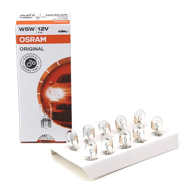 OSRAM ORIGINAL GLASS WEDGE BASE W5W 2825 T10 12V 5W W2.1*9.5d Auxiliary lamp made in Italy