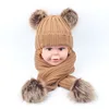 Kids Real Raccoon Fur Pom Pom Hat Custom Wholesale Slouch Beanie Cup Hat Women Winter Knitted Beanie Hat