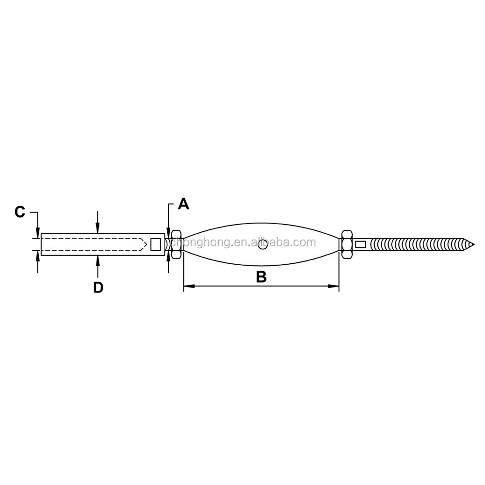 316 Stainless Steel Cable Railing Turnbuckle With Lag Studs Hand Swage