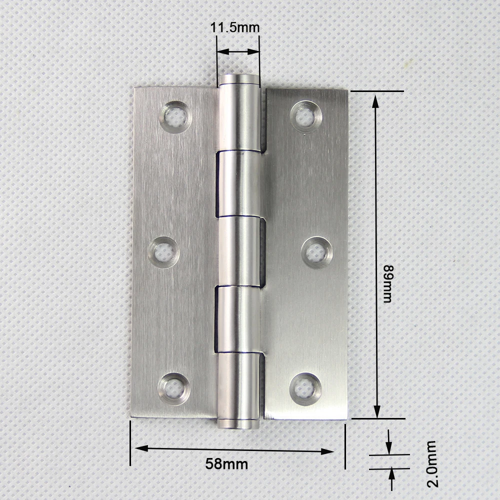 Australian Style 89x58x2.0 Fixed Button Pin Satin Door Hinges Ss304