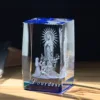 Beveled Edge Blue Crystal Cube With Jesus Christ 3D Pictures For Religious Gifts