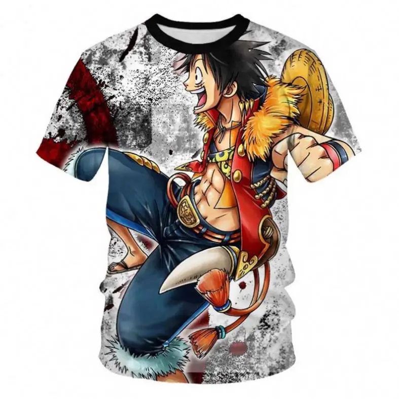 100% Cotton Anime T-shirt One Piece Cartoon Manga T Shirt Japanese