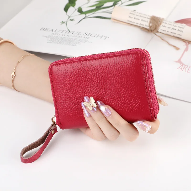 

Genuine leather wallet,3 Pieces, Black,pink,red,grey,green,purple