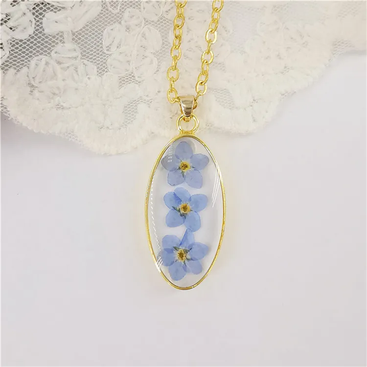 Forget me not Pendant Real Pressed Flower Pendant Necklace Dried Flower Gift