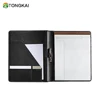 Professional supplier best quality a4 conference leather folder black with writing note pad