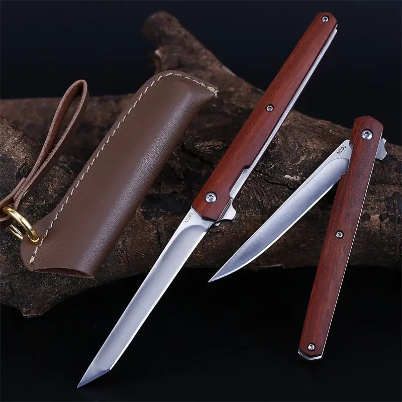 
Hot Sale wood Handle Outdoor Hunting Folding Pocket Knife 