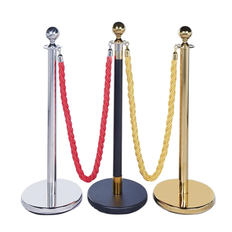 
Red Carpet Walkway Rope Ball Top Gold Stanchions Red Rope Post Crowd Control Barrier Set 