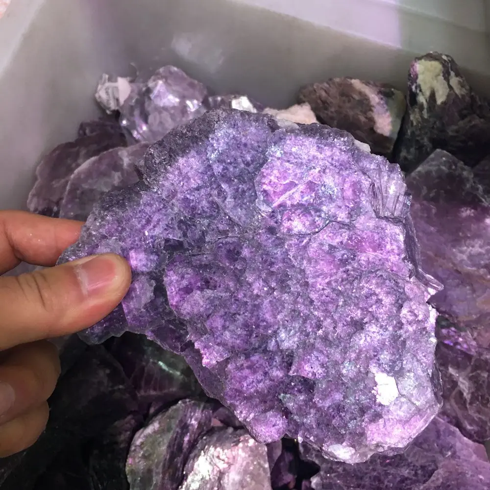 产品名称 水晶标本用天然紫色云母愈合晶体 材料 水晶 尺寸 不同的