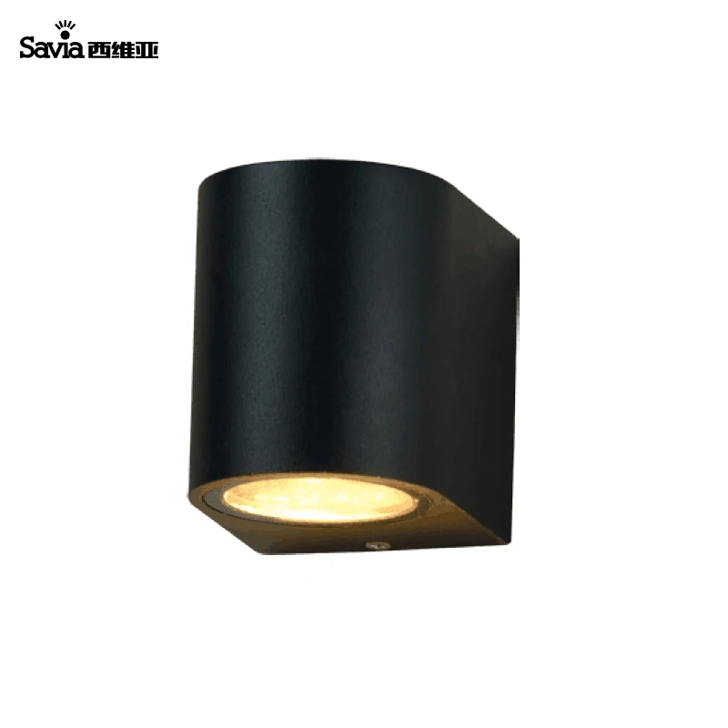 Savia LED GU10 IP44 contemporary cylindrical cast aluminum outdoor spot wall mount light