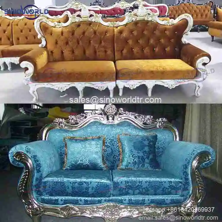 Foshan wood white royal hotel mariage event wedding chaise sofa