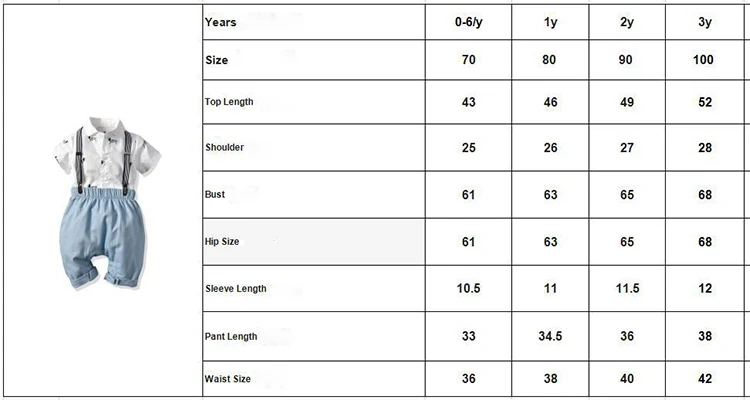 baby boy clothing sets size chart