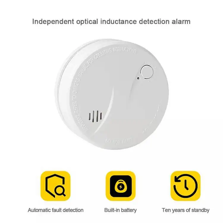 10 Year Lifespan Lithium Battery Operated Independent Smoke Detector