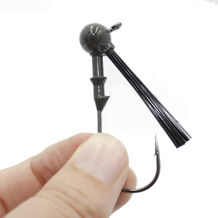 Fishing Tungsten Resin Weedless Football Jig Head With 5/0 Hook 1 Oz