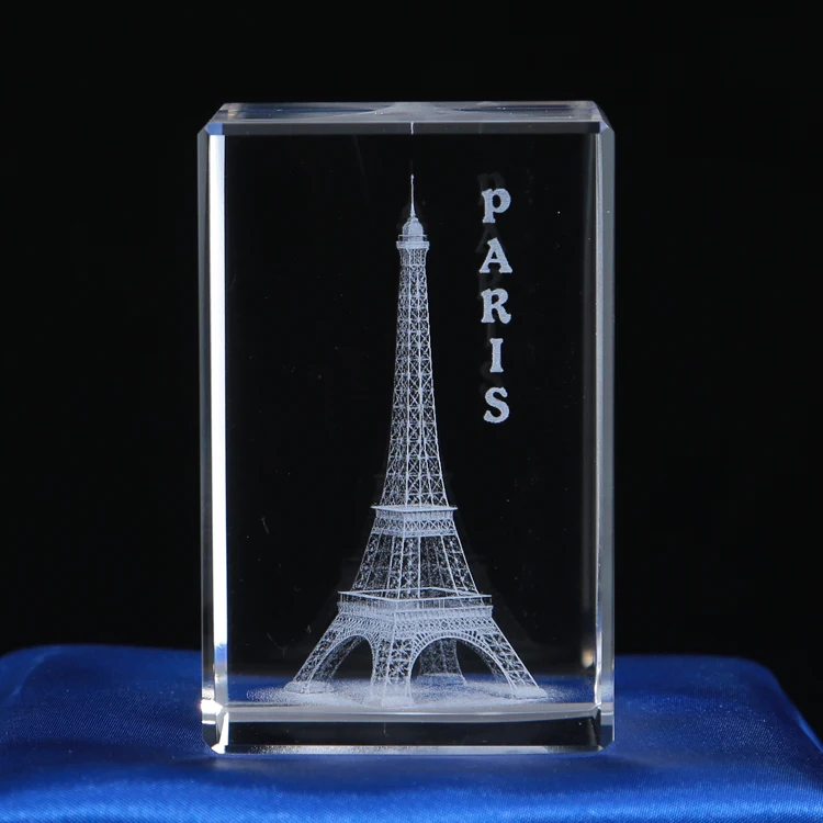 New Design Professional Customized Crystal Gifts Eiffel Tower Paris Famous Building 3d Engraved Crystal Gifts supplier