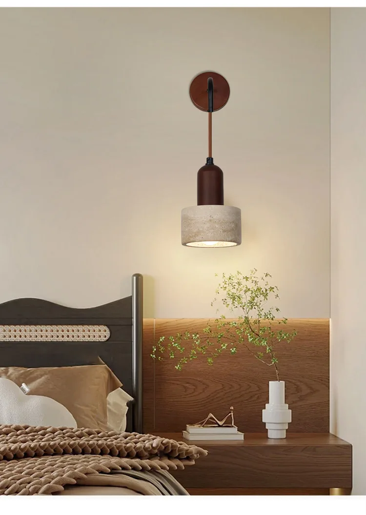 现代黄色洞石发光二极管壁灯可调光暖白光高CRI 90节能壁挂式家居装饰