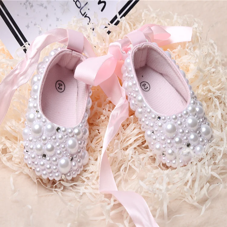 Baby Girls Pearls Pump Dress Shoes for 1-6 Years Little Kid Toddler Princess Boots Crib Shoes 