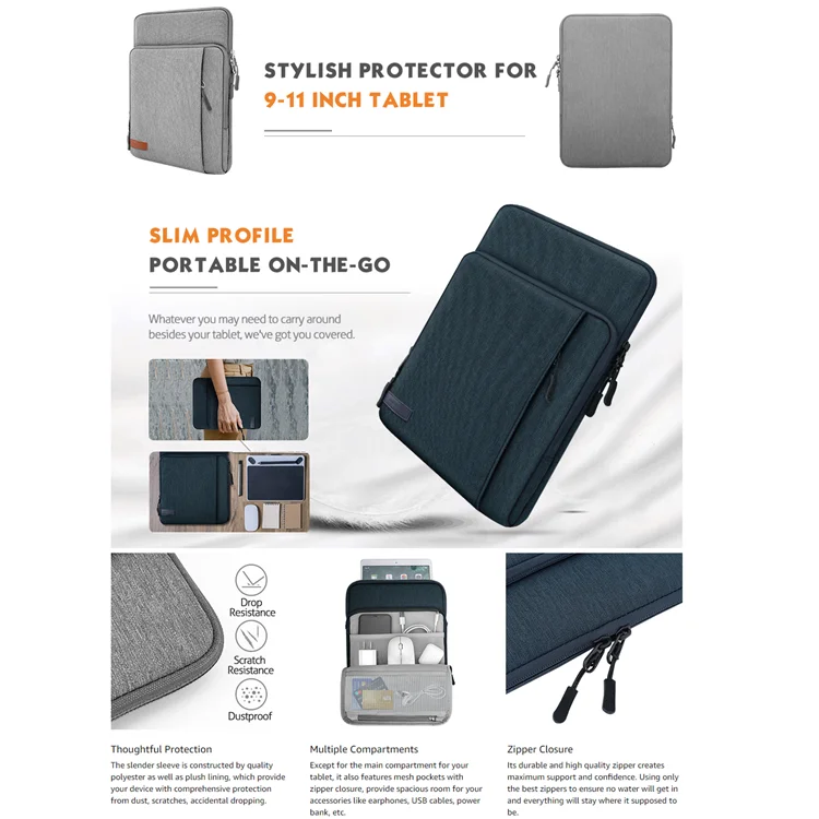 MoKo Protective Splash-proof Laptop Sleeve 9-11 Case Bag with Storage Pockets