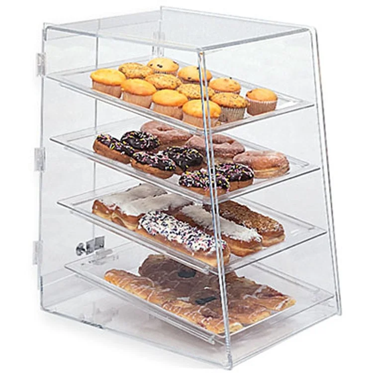 Clear Plexiglass 4 Tiers Donuts Display Cabinet Acrylic Bakery Display ...