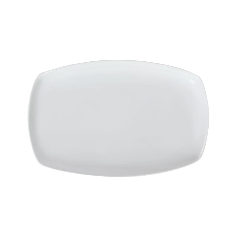 Wholesale Dinnerware Minimalism 12 Inch White Ceramic Plates Porcelain Dish for Weddings and Hotels Plate Rectangle details