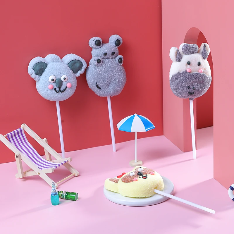 35g marshmallow lollipop animals shape cotton candy
